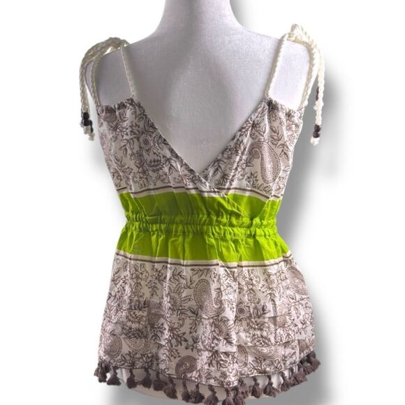 NWOT VENUS Camisole with Lime and Brown Accents Size 10 - Picture 3 of 10